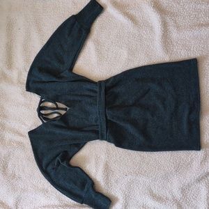 Forest Green, V-Neck, sweater dress